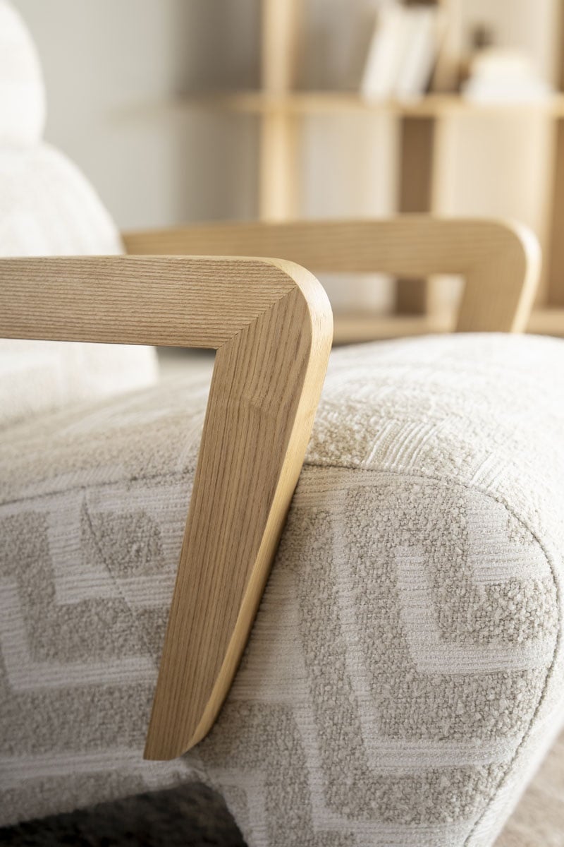 Sessel Olek Eschenholz Stoff beige Libre Relaxsessel Fernsehsessel