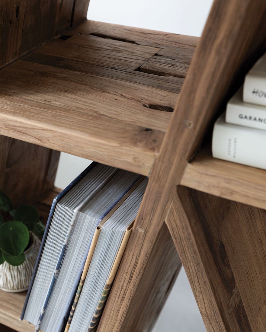 DTP Home Bücherregal Zorro H 200 cm Teak Massivholz Regal Schrank