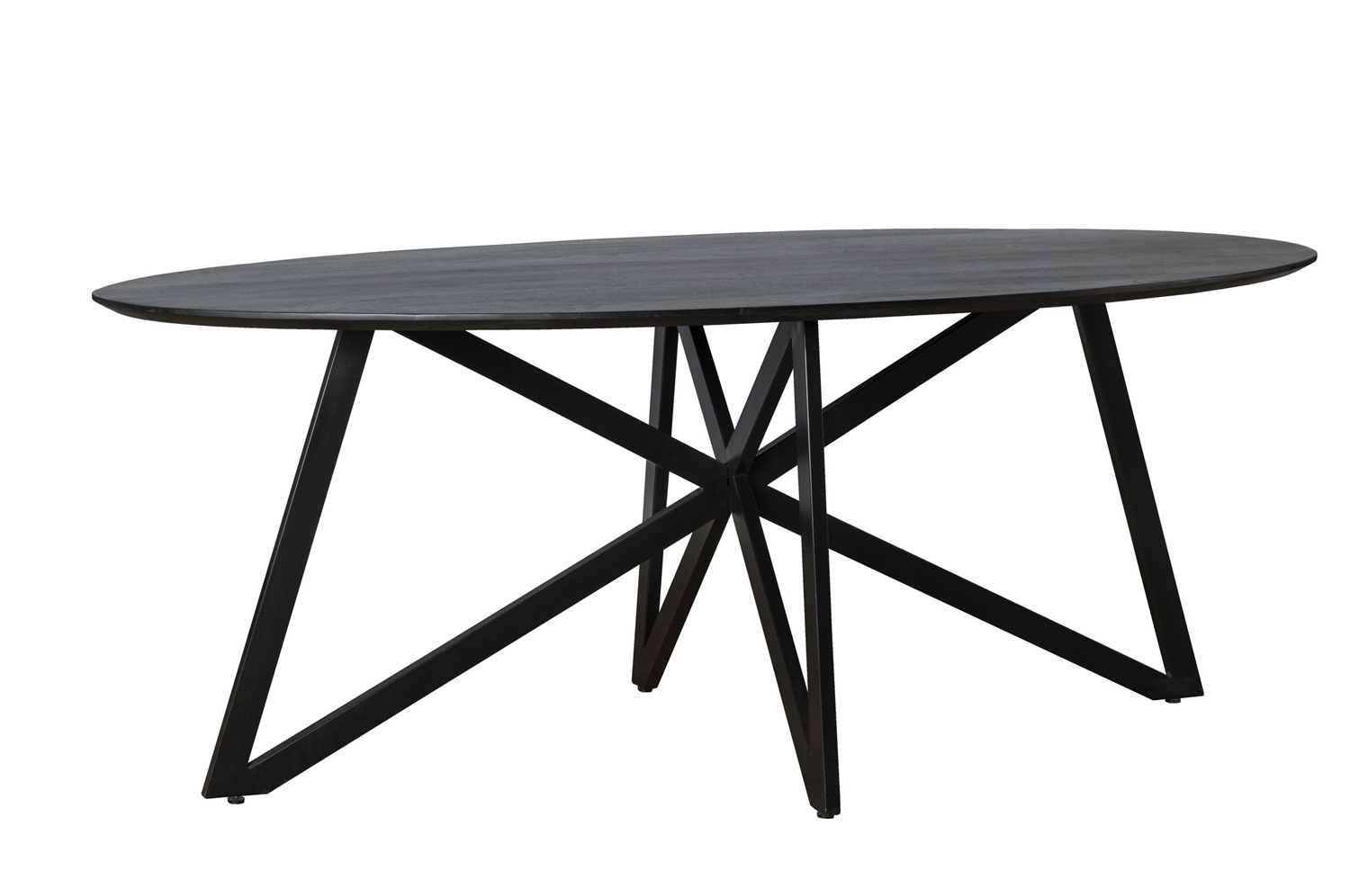 Esstisch Oslo oval 200 x 100 cm Akazie schwarz