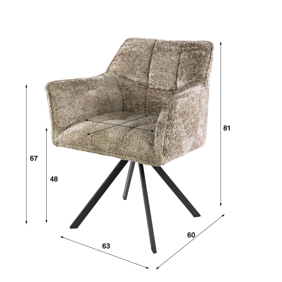 2er Set Armlehnstuhl Fino drehbar Savelle sandfarben