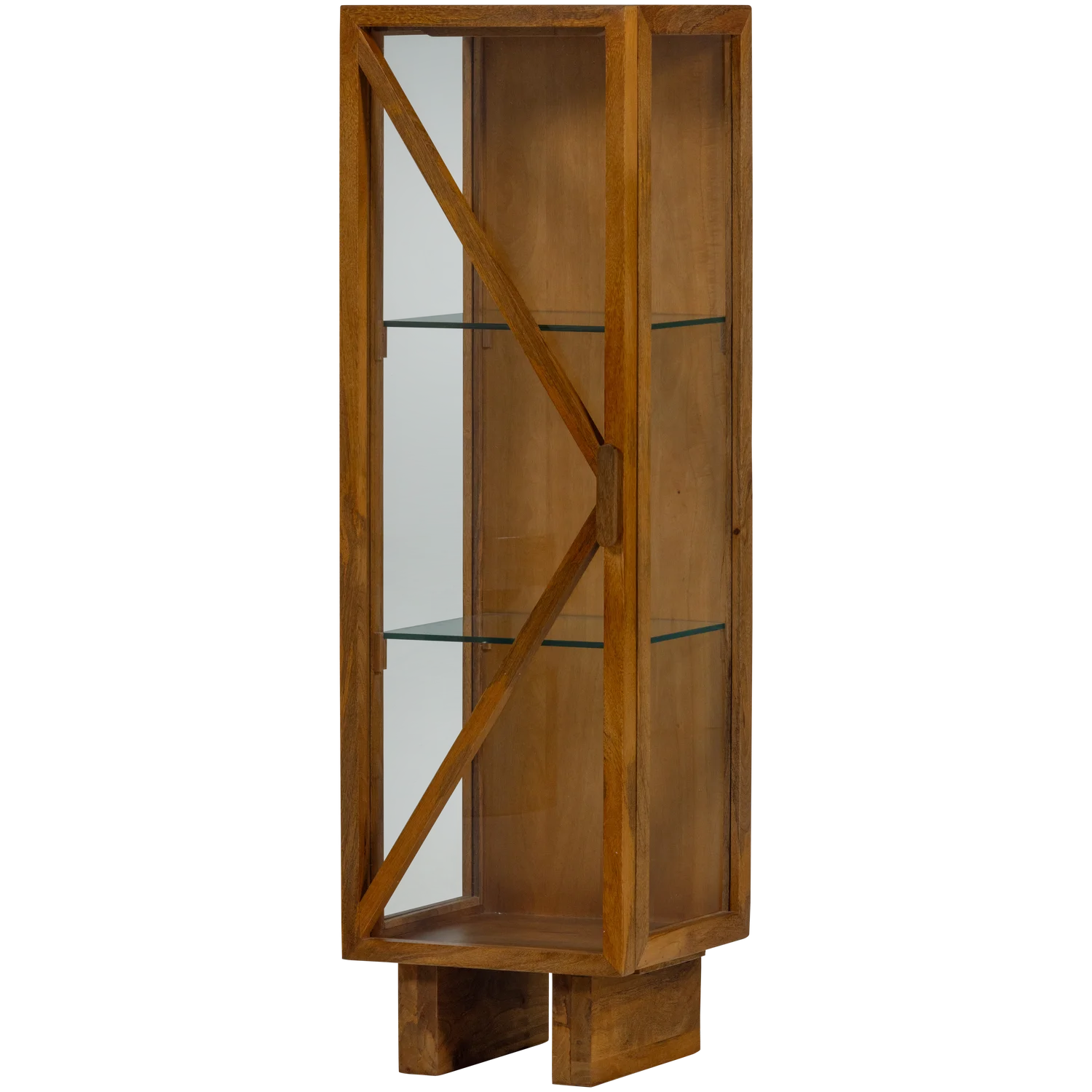 Vitrine Schrank KELLA 1-türig Mangoholz natur Aufbewahrungsschrank
