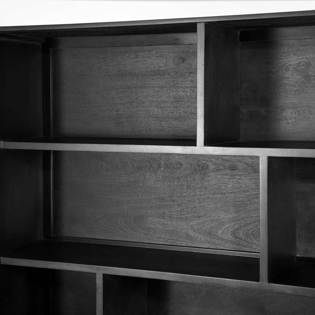 Bücherschrank Schrank Remi 4-türig Mangoholz schwarz