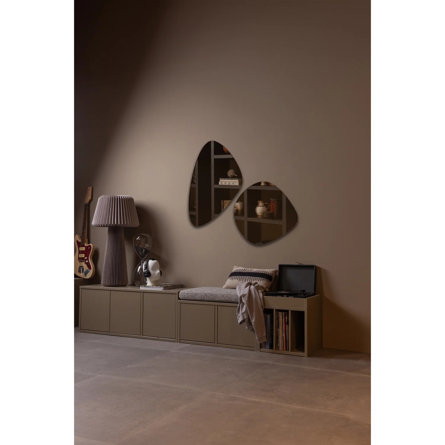 HIFI Schrank TURNER LP Regal Kommode Kiefernholz Massivholz schlammfarben