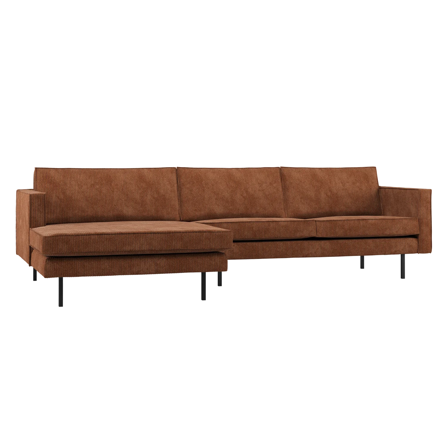 Ecksofa Rodeo Ripstoff rostbraun Recamiere links