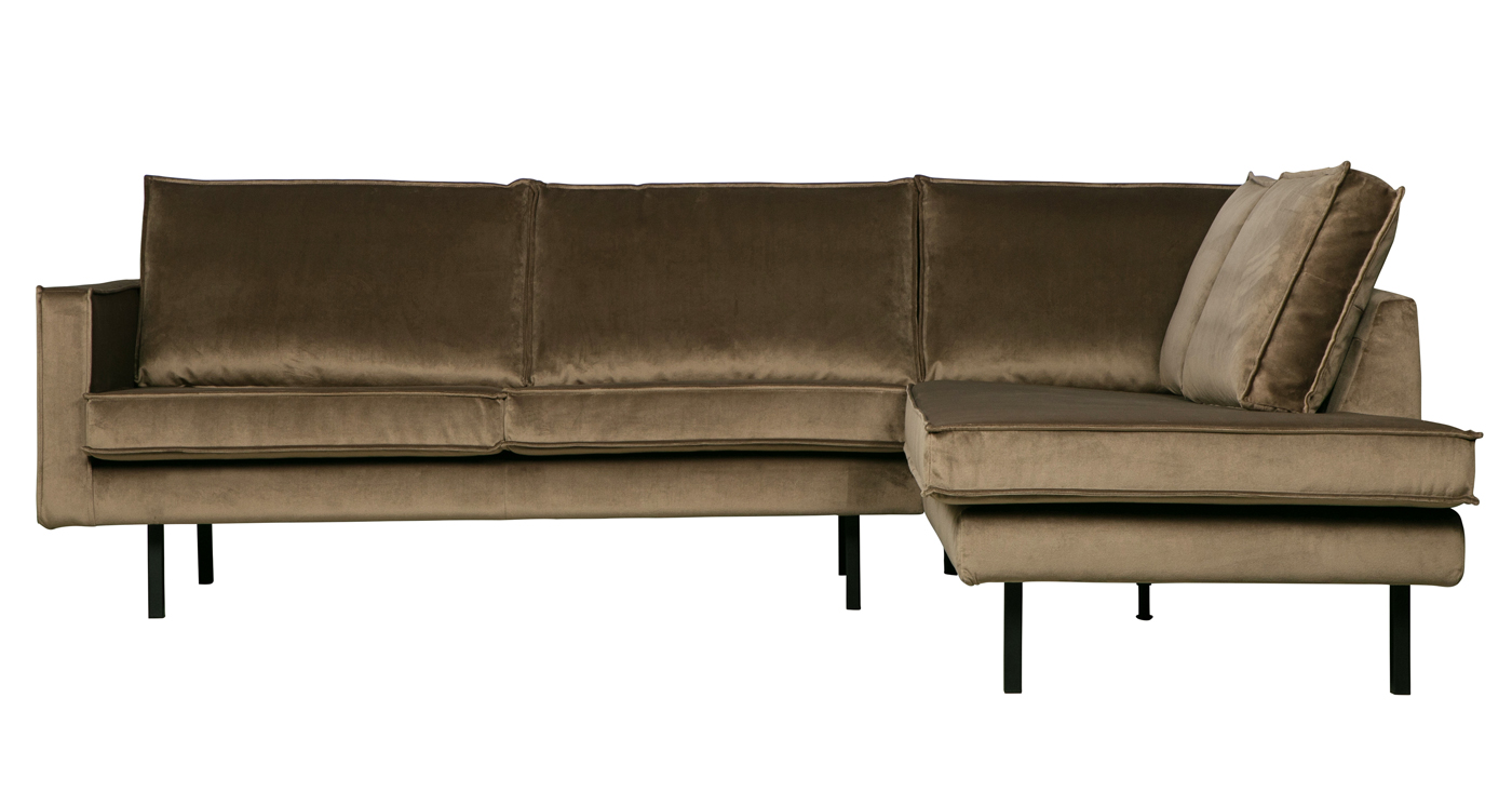 Ecksofa Rodeo Samt taupe Longchair rechts