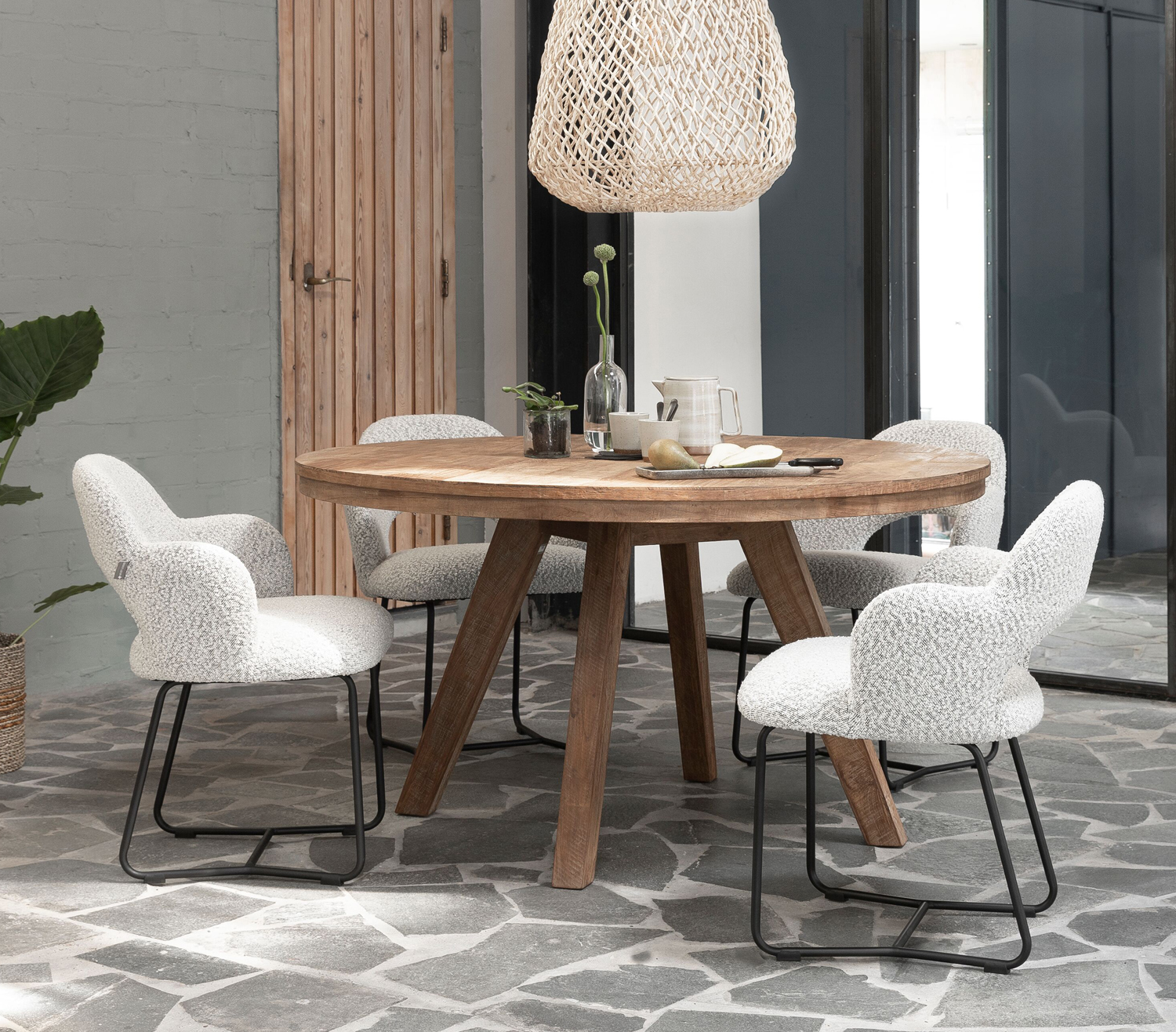 Esstisch Tradition rund Ø 140 cm recyceltes Teakholz