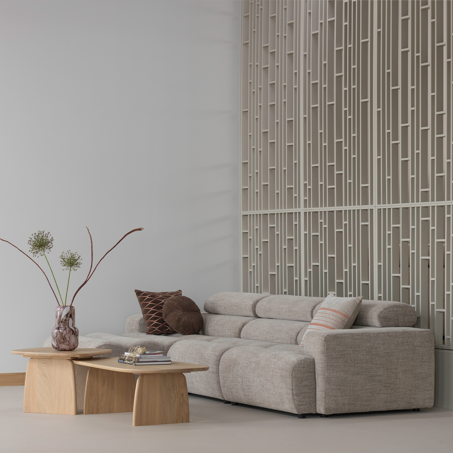 Sofaelement NOVI mit Armlehne rechts Element Bouclé natur