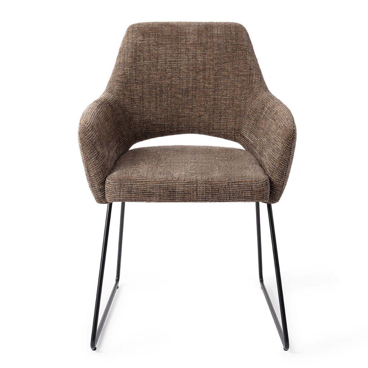 Esszimmerstuhl YANAI – Kastanie mit schwarzem Slide Gestell