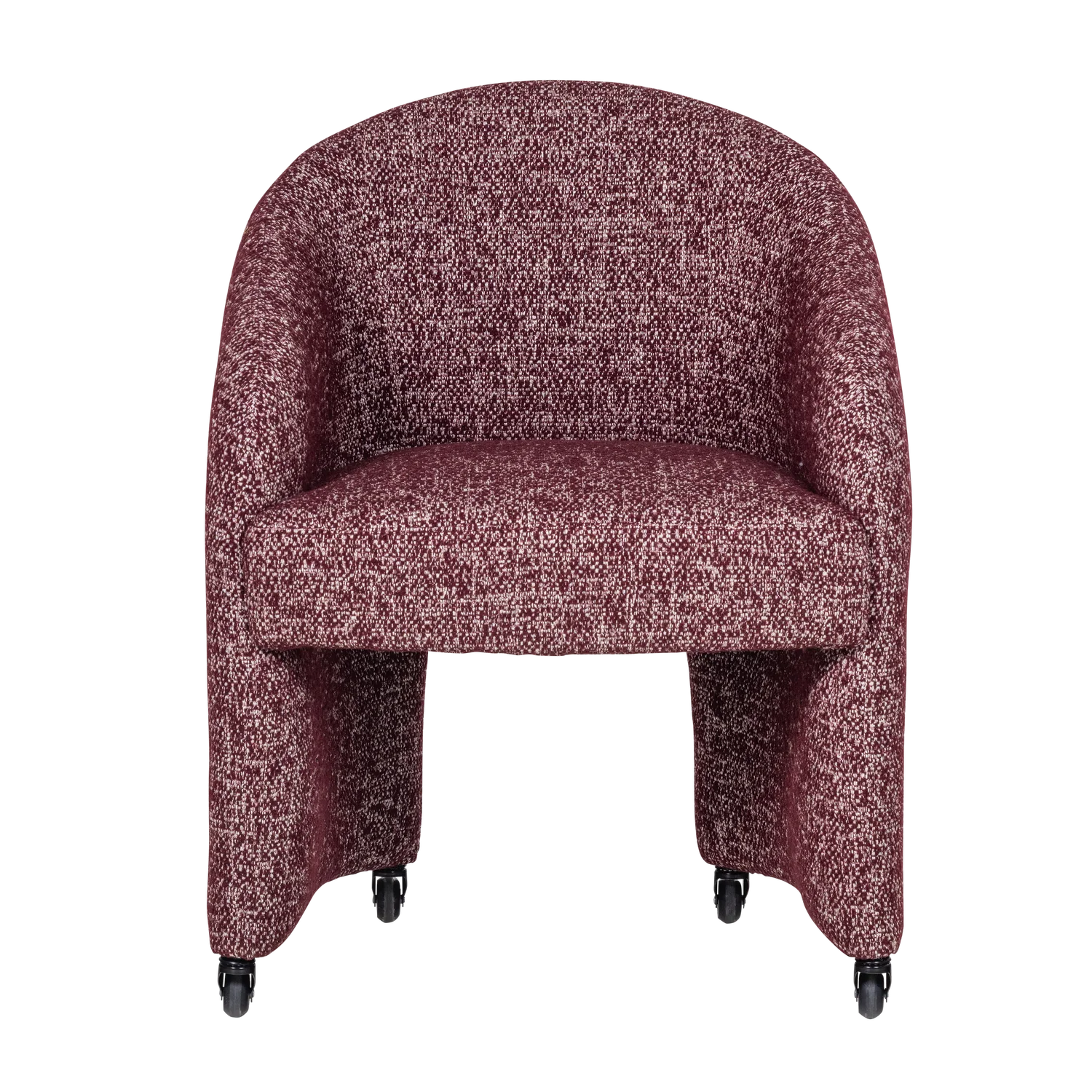 Armlehnstuhl CORDO auf Rollen Melange Stoff burgunderrot