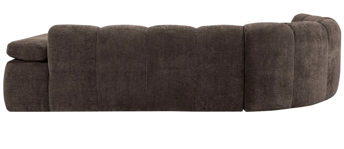 woood Ecksofa MOJO gerippter Stoff braun Chaiselongue links