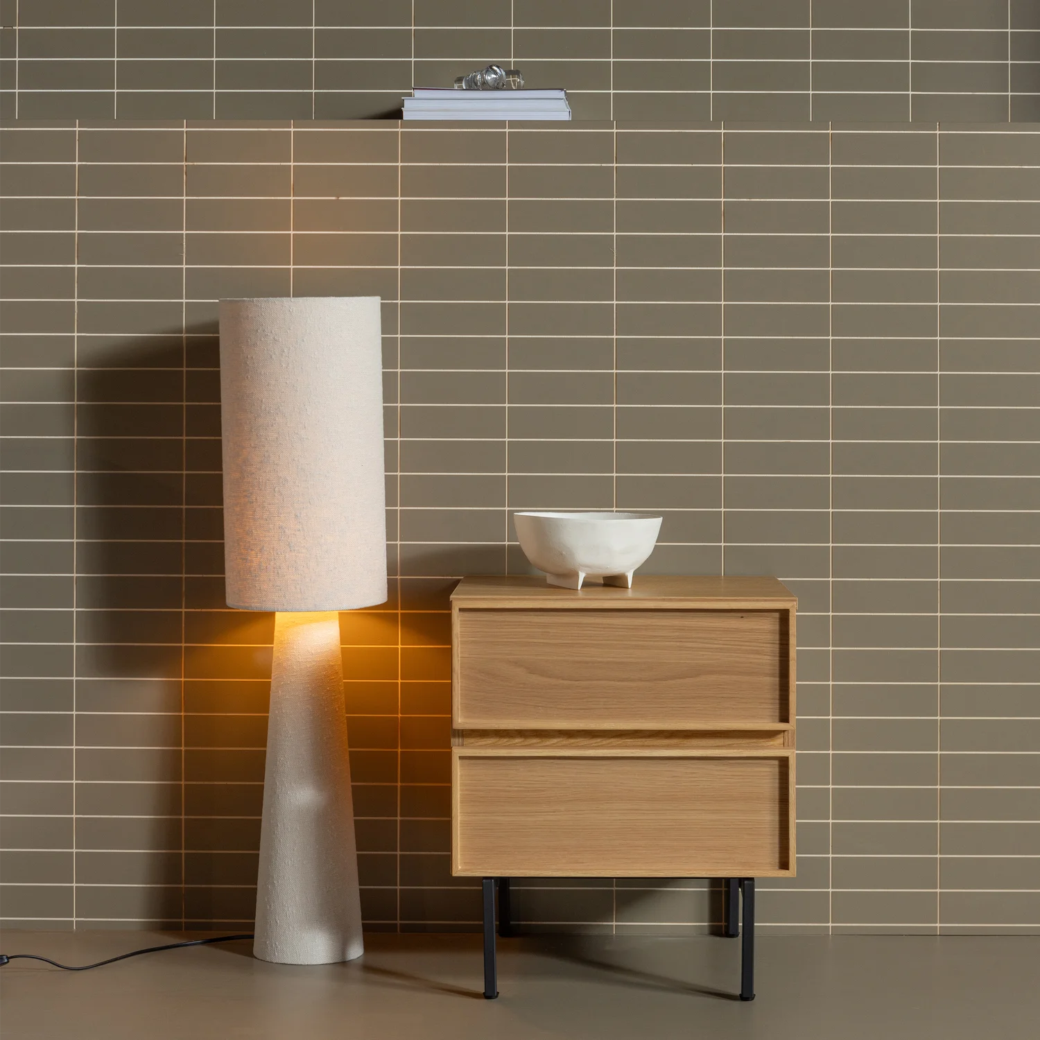 Nachtschränkchen TOURS H 51 cm mit 2 Schublade MDF Melamin beschichtet natur