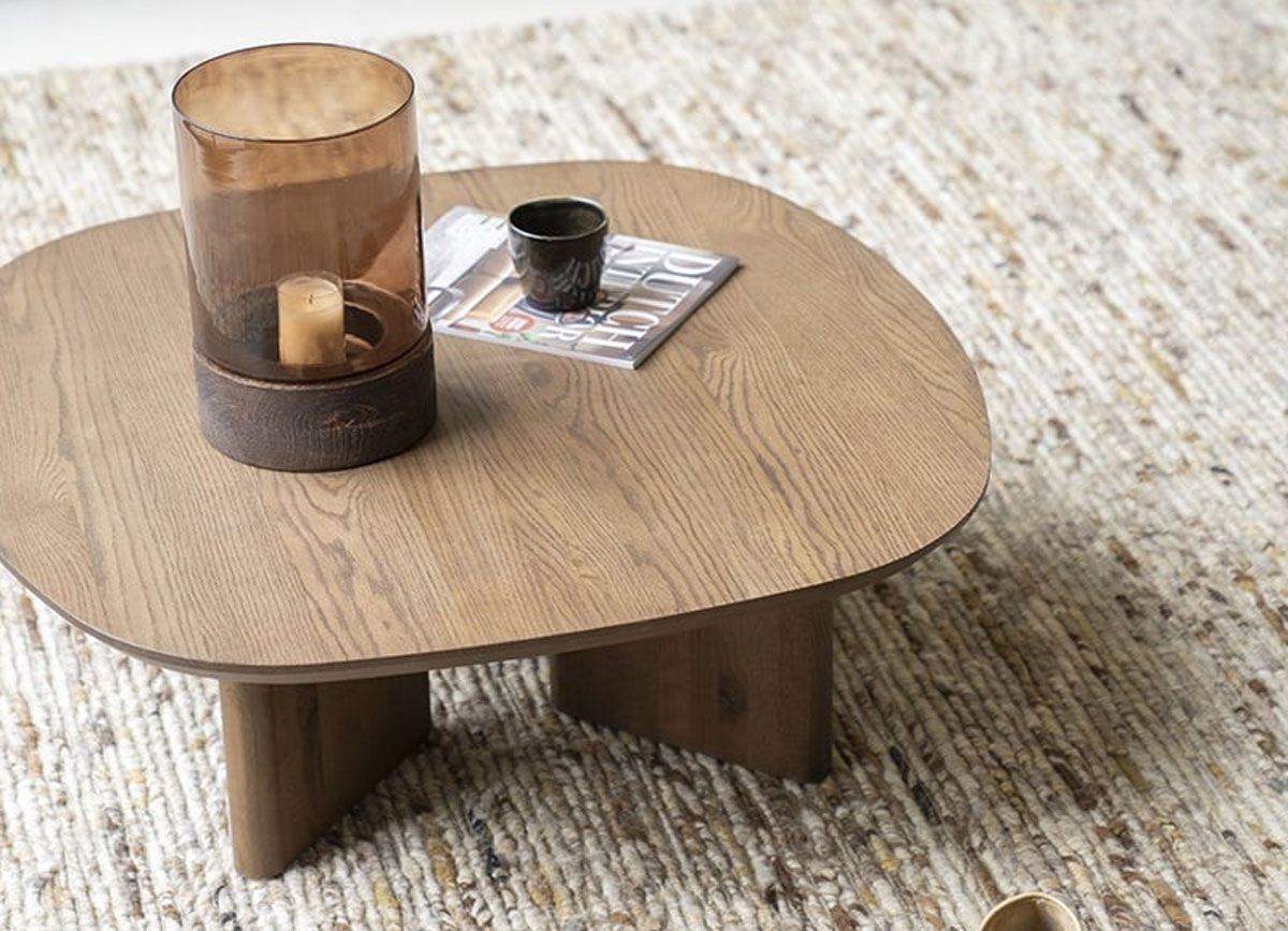 Couchtisch Stef 80 x 80 cm Eiche Holz Furnier braun