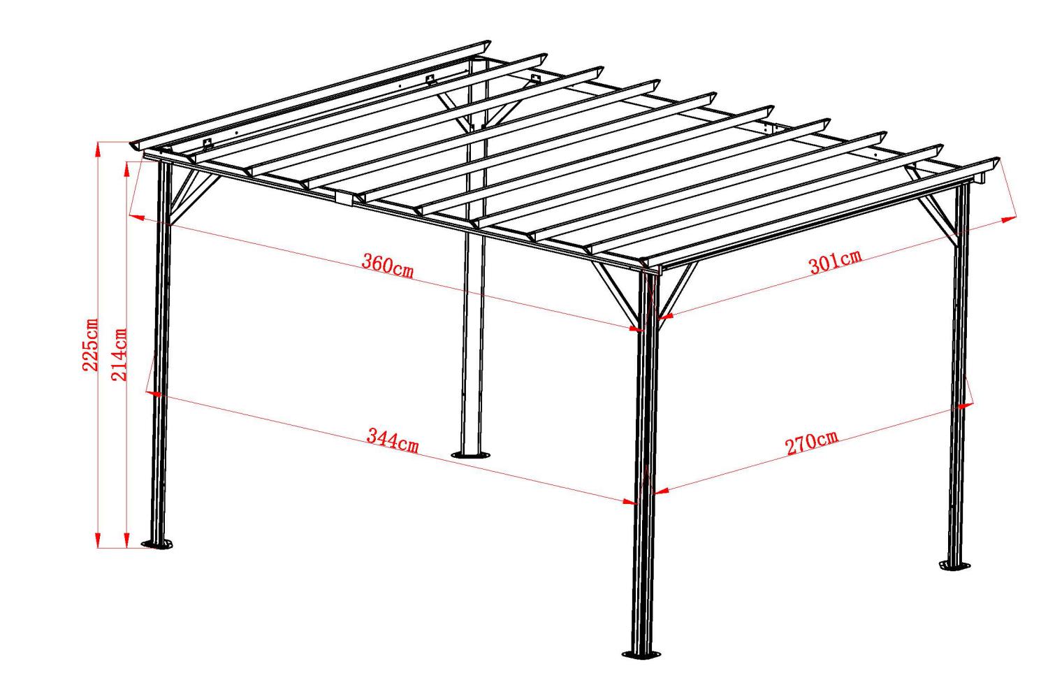 Pergola Gartenpergola Piode 360 x 303 cm weiß