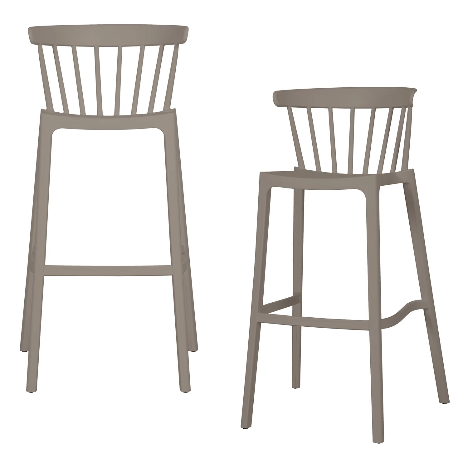 2er Set Gartenbarhocker Barstuhl Kunststoff Bliss taupe stapelbar
