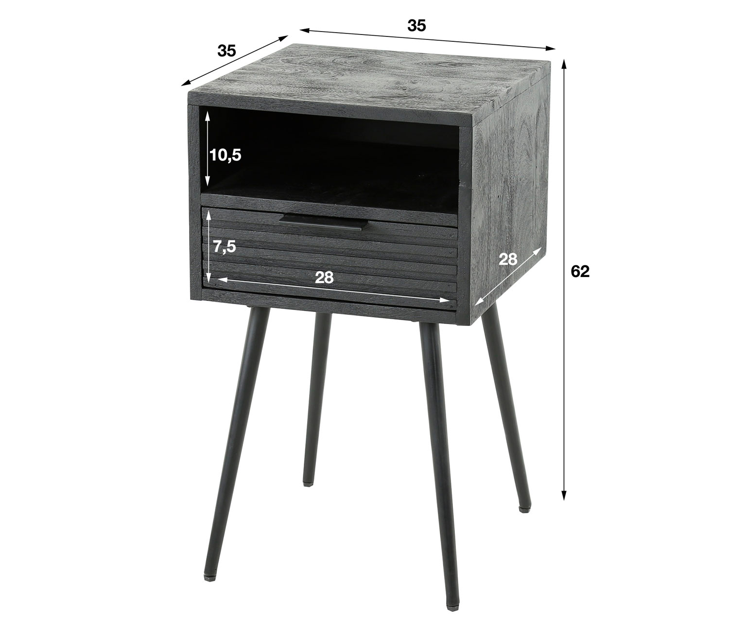 Nachttisch EMIRA H 60 cm schwarz