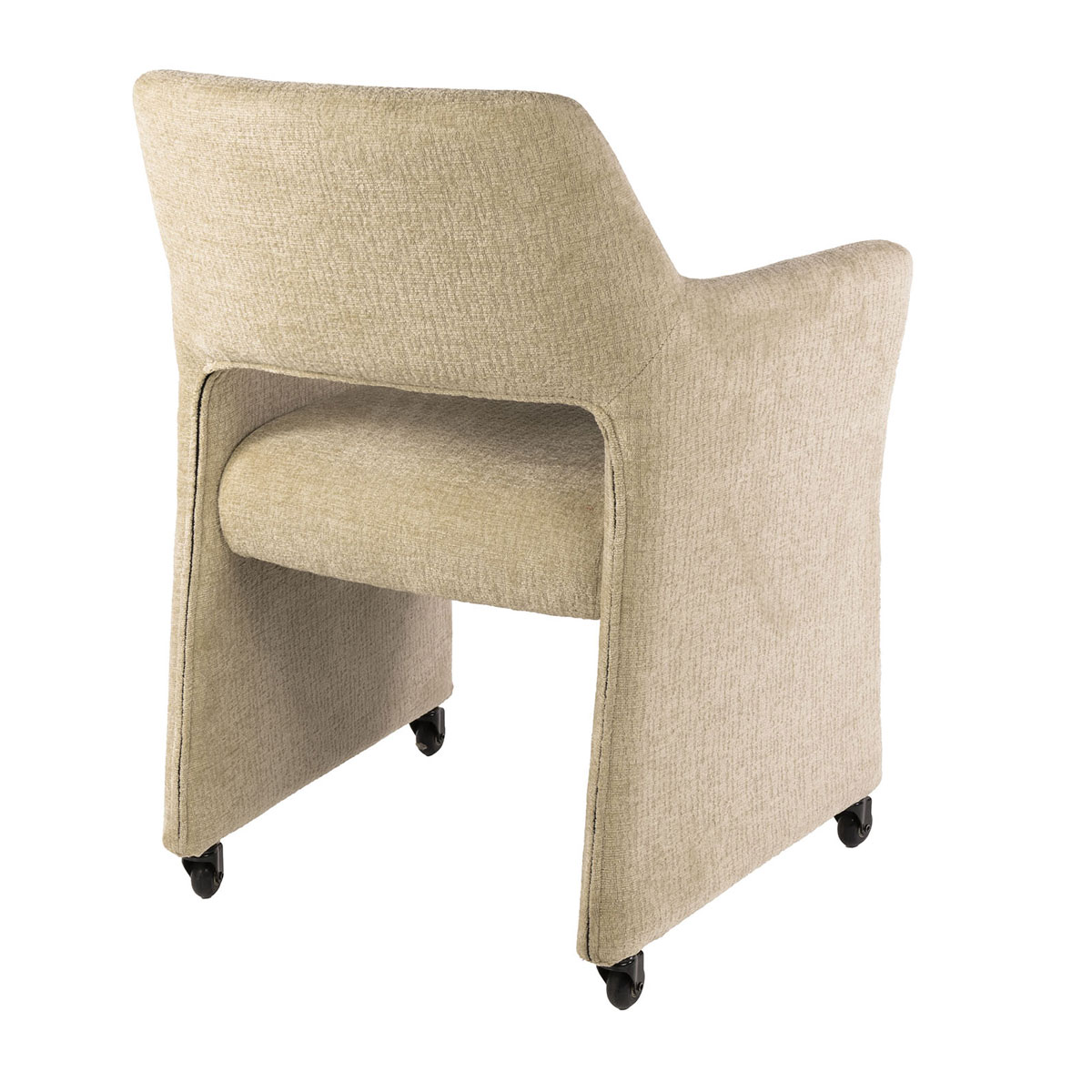 2er Set Armlehnstuhl LUNA auf Rollen Jaroq Stoff sandfarben