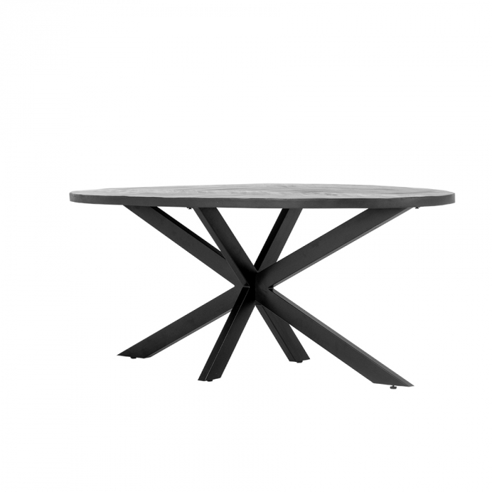 Esstisch BOB 240 x 100 cm oval Mangoholz Fischgrät schwarz