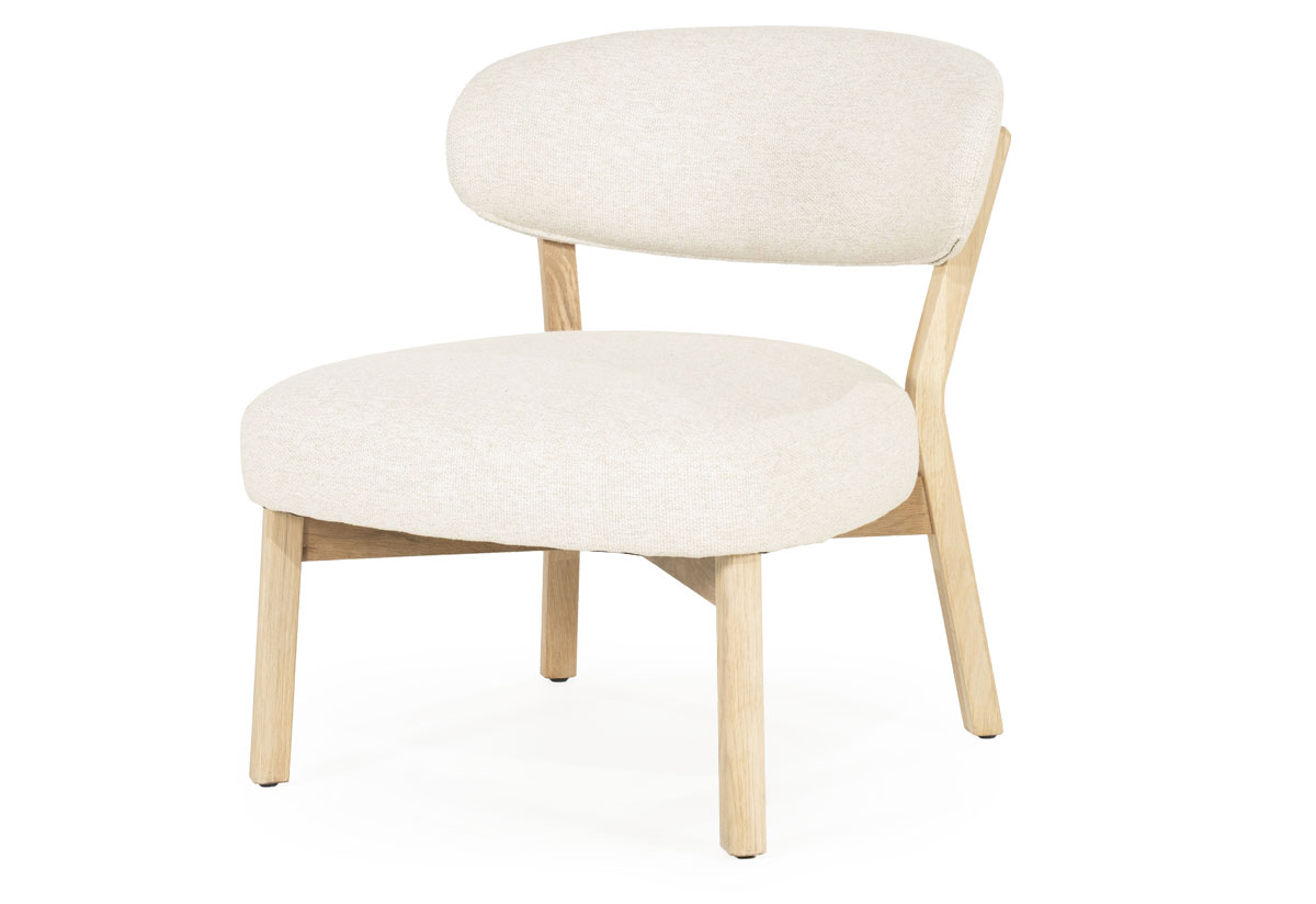 Sessel Mikky Eiche helbraun Stoff beige Clubsessel Fernsehsessel