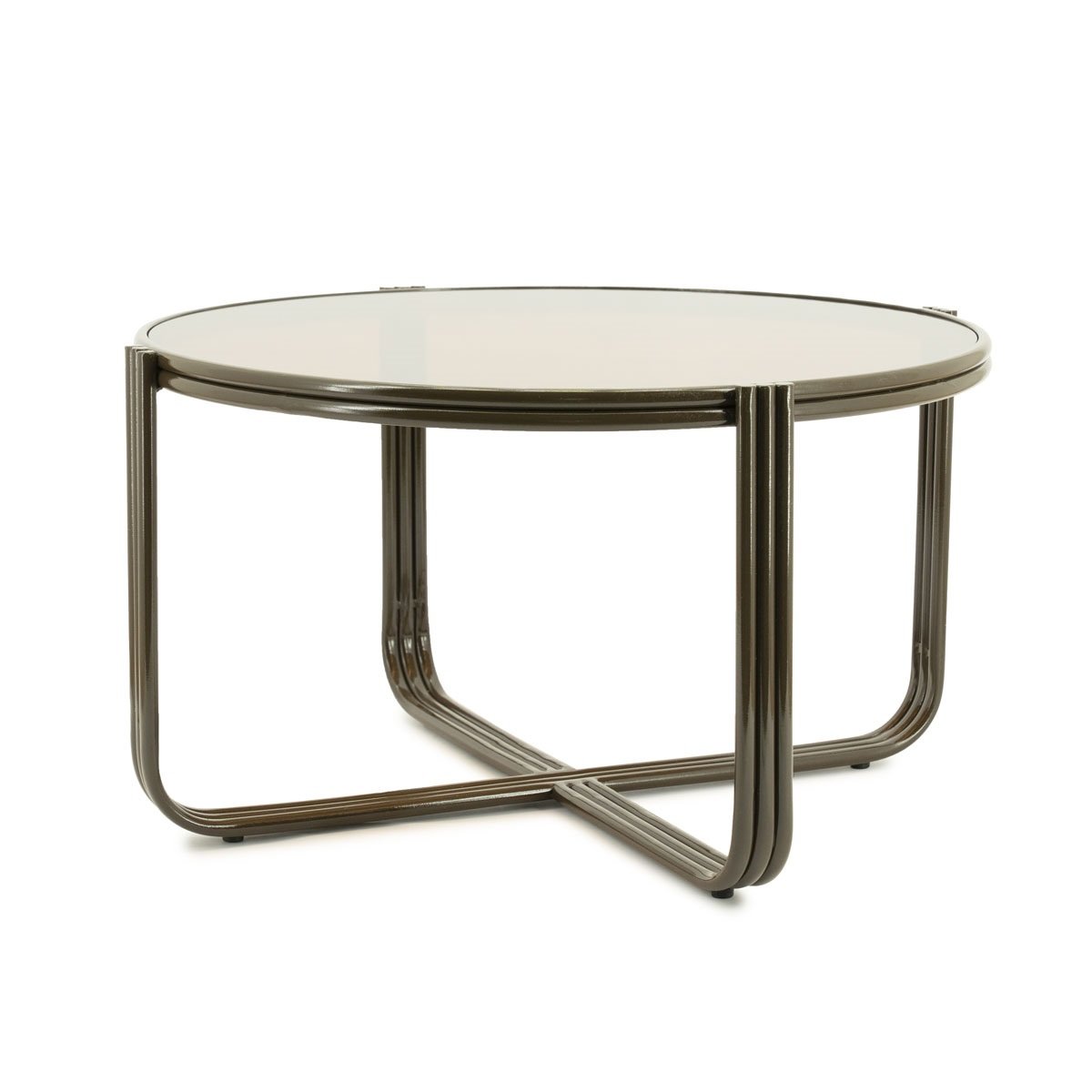 Couchtisch Groovy Ø 63 cm mit Glasplatte braun