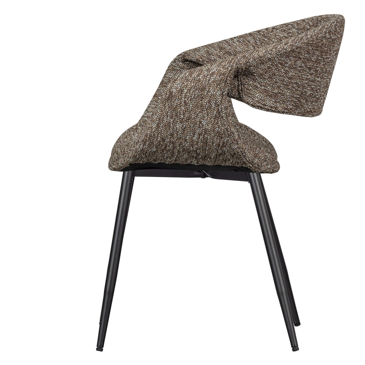 Esszimmerstuhl Stuhl YOSSI mit Armlehne Metall Webstoff braun