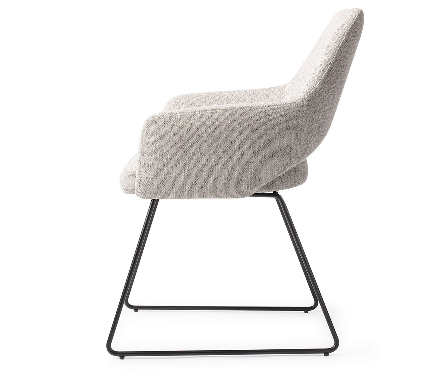 Esszimmerstuhl YANAI – Hellgrau mit schwarzem Slide Gestell