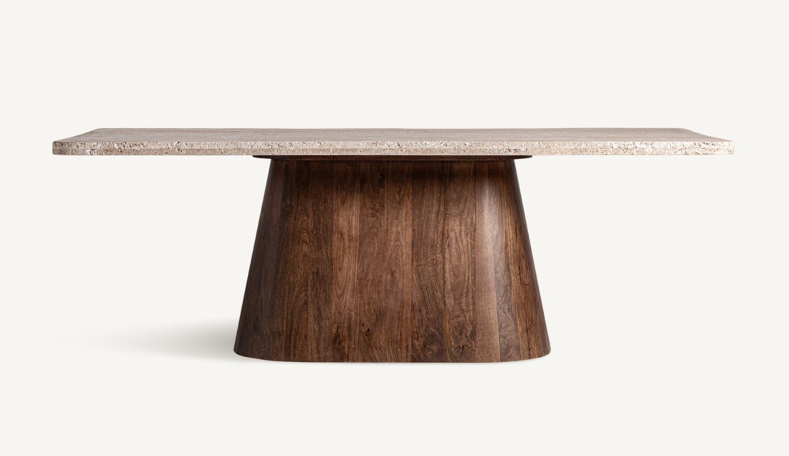 Designer Esstisch „Sannum“ 220 cm Travertin Mangoholz