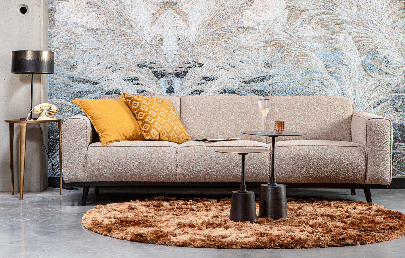 BePureHome 3 Sitzer Sofa STATEMENT Bouclé beige