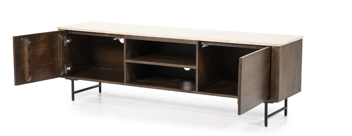 TV Möbel Lowboard Lio 170 cm Mango Holz Travertin