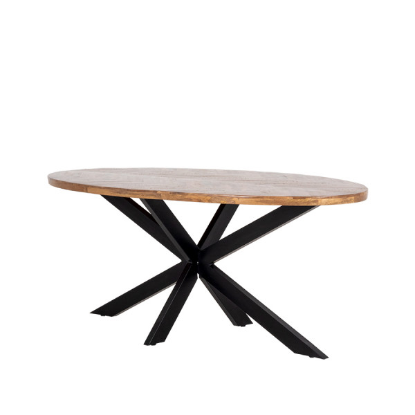 Esstisch Max oval 200 x 100 cm Mango Holz Fischgräte Tisch