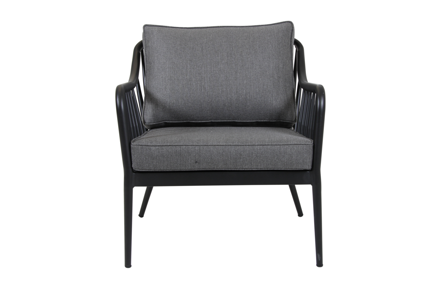 Gartensessel Gartenstuhl Coleville mit Kissen Aluminium schwarz