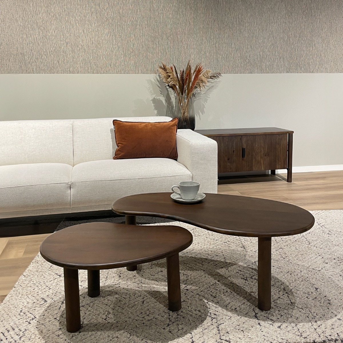2er Set Couchtisch Nubi Mangholz braun Tischset Sofatische