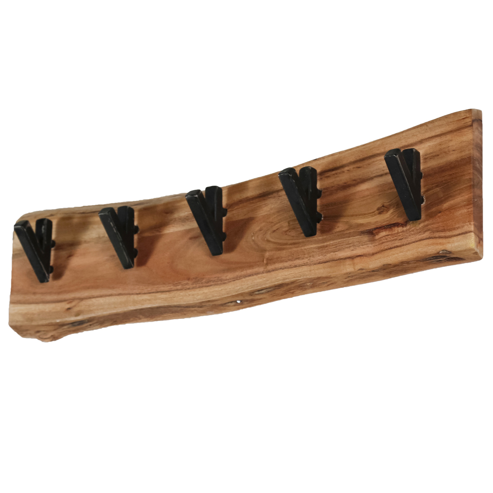 Wandgarderobe 5 Haken 60 cm breit Akazie Garderobe