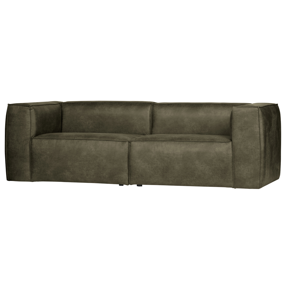 3,5 Sitzer Sofa Bean armygrün Lounge Couch recyceltes Leder Loungesofa Couchgarnitur