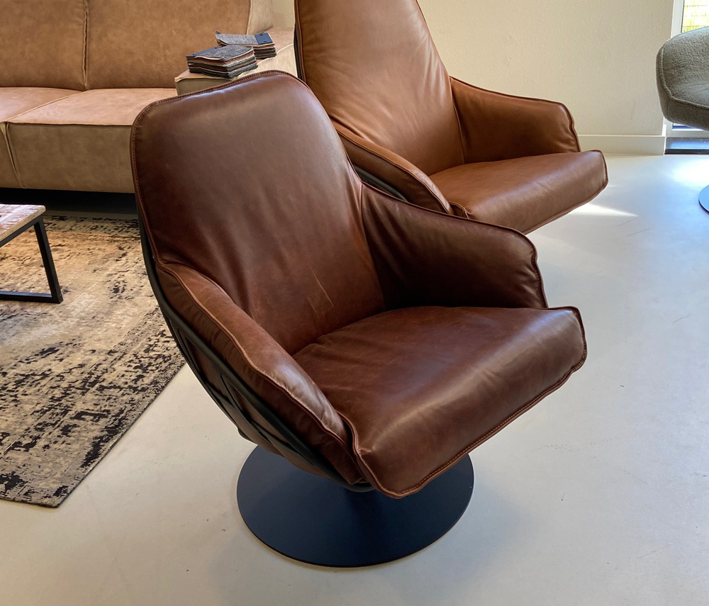 Exclusiver Sessel Jurgen drehbar CONCRETE Leder Ledersessel