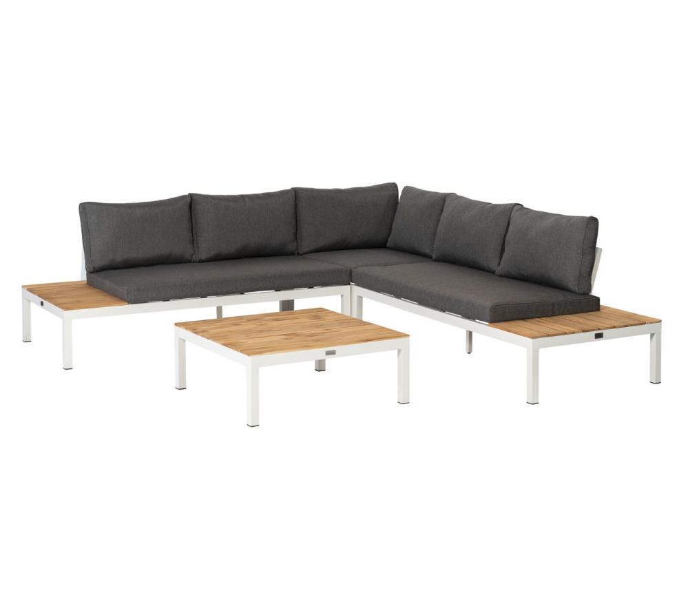 Garten Loungeset LA VIDA Teakholz weiss incl. Kissen