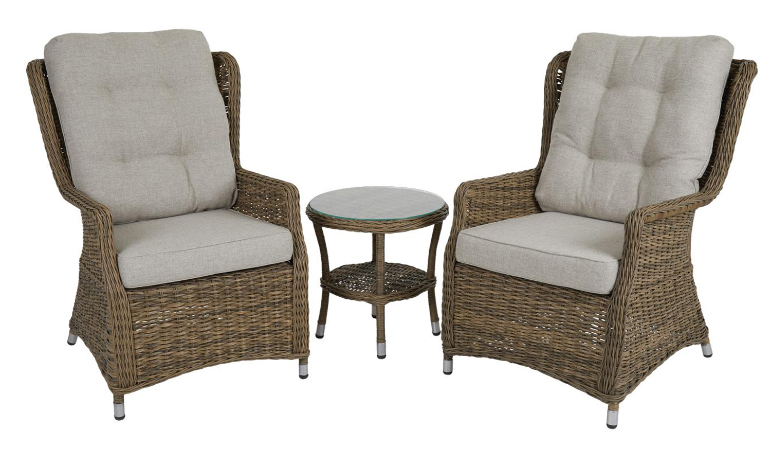 Gartensessel  2´er Set Vallmo incl. Tisch Polyrattan