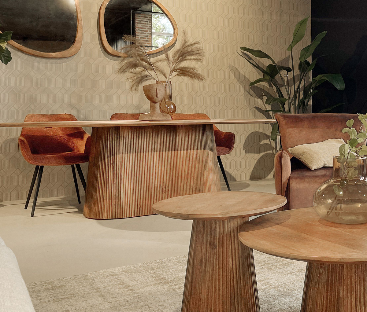 Esstisch Salvator oval 200 x 110 cm Mangoholz hellbraun