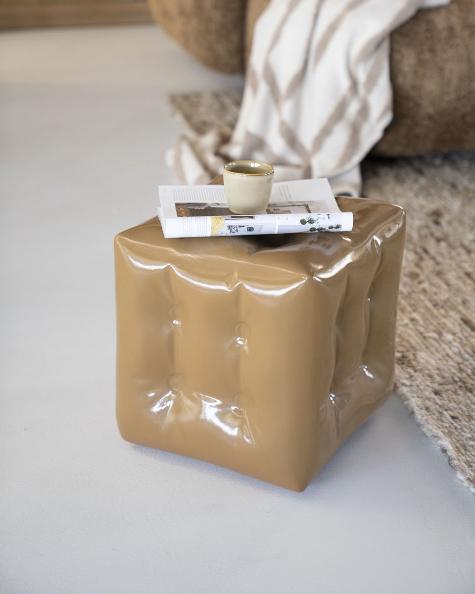 Pouf Sitzhocker Capti 38 x 38 cm Magnesiumoxid senffarben