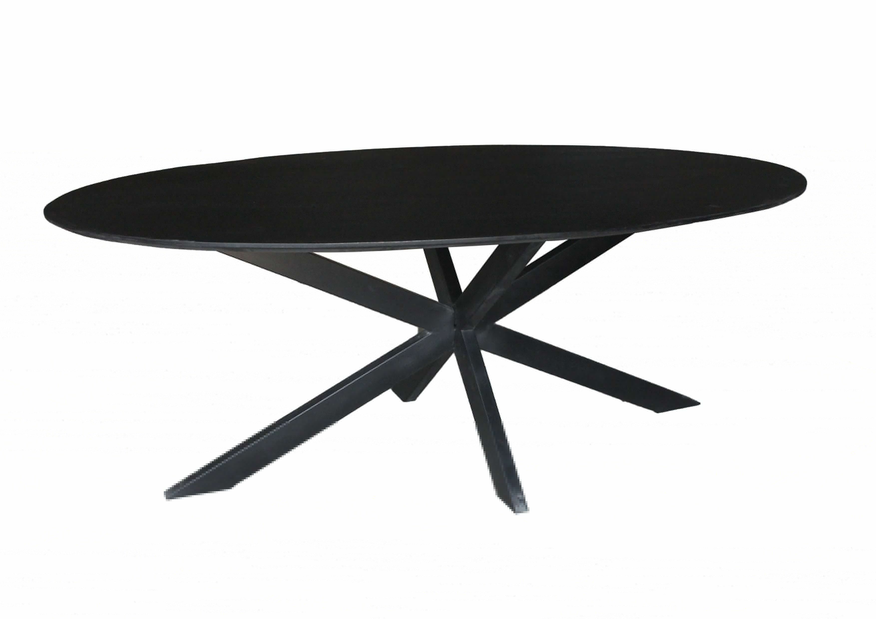 Esstisch 240 x 110 cm oval Akazie schwarz