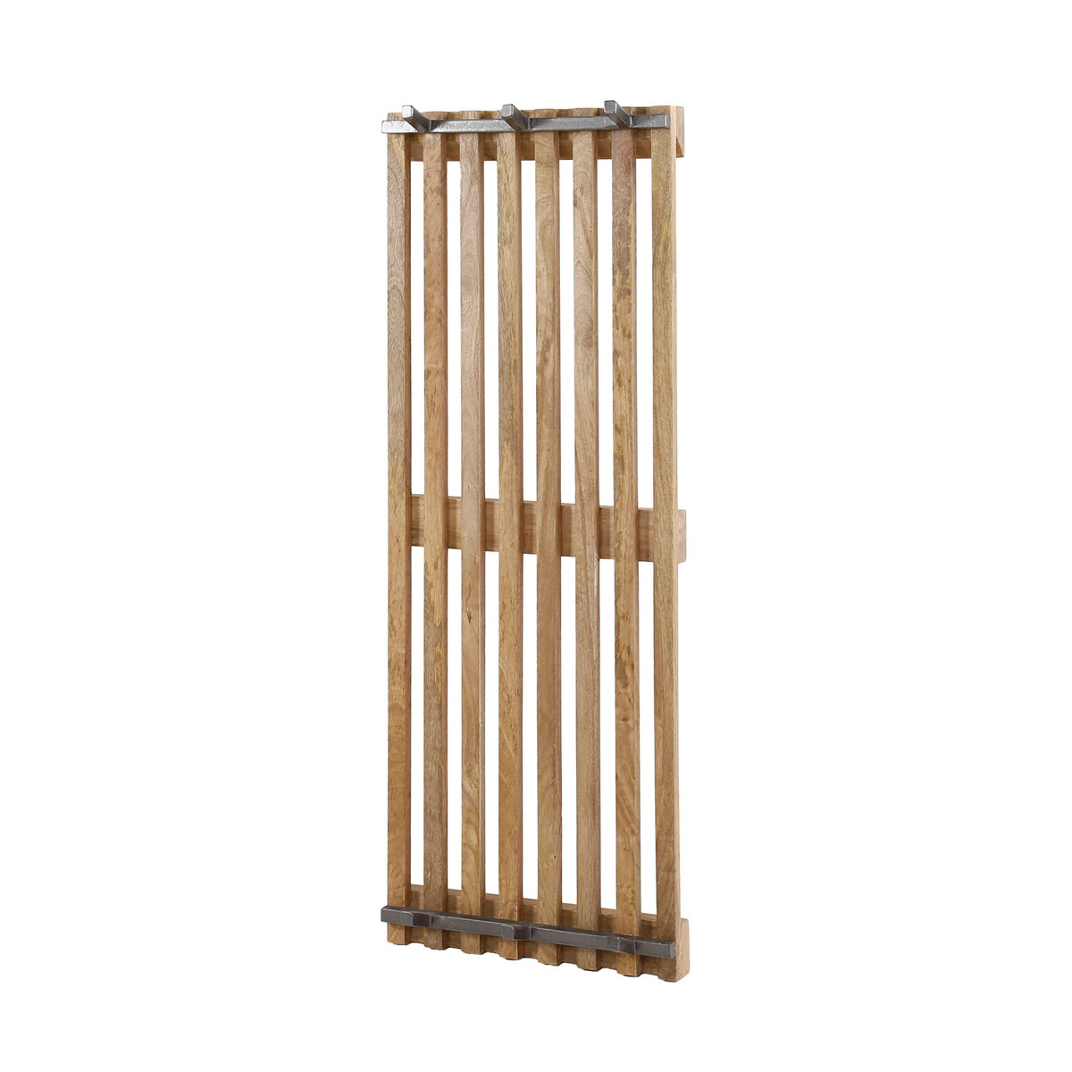 Wandgarderobe Strong H 100 cm 2x3 Haken Mango Massivholz Metall