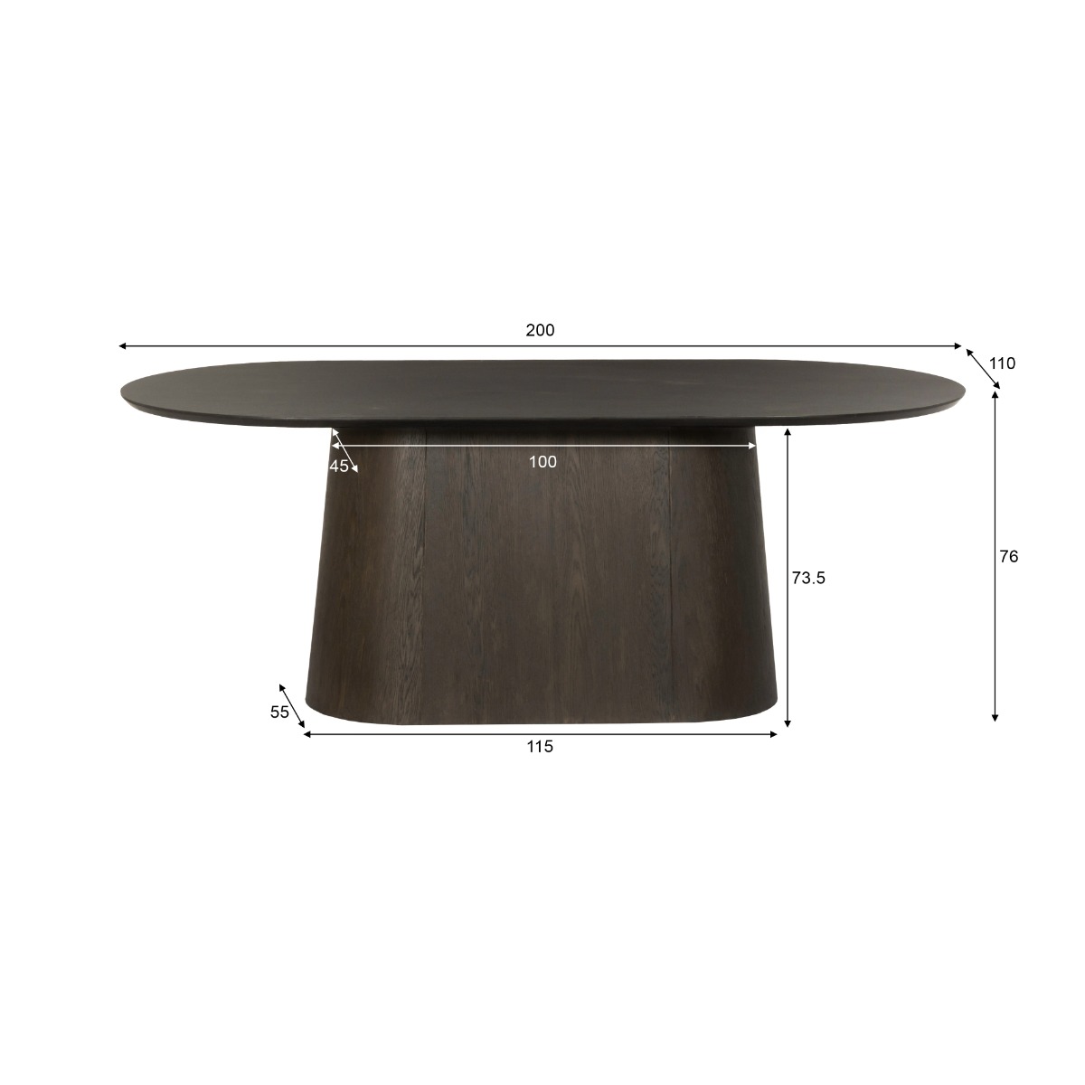 Esstisch Novero 200 x 110 cm Eiche Furnier braun