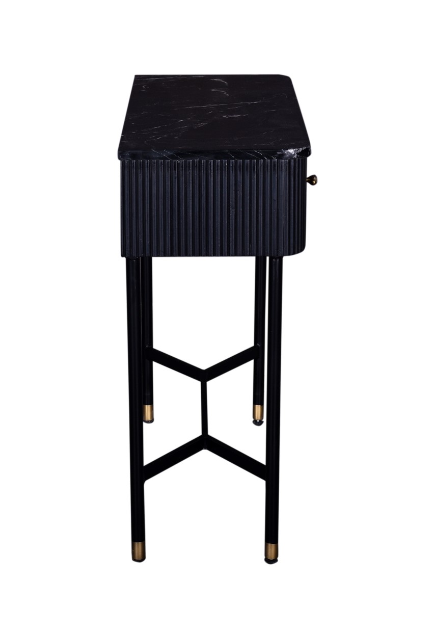 Flurtisch Konsolentisch JAPANDI schwarz mit Marmorplatte
