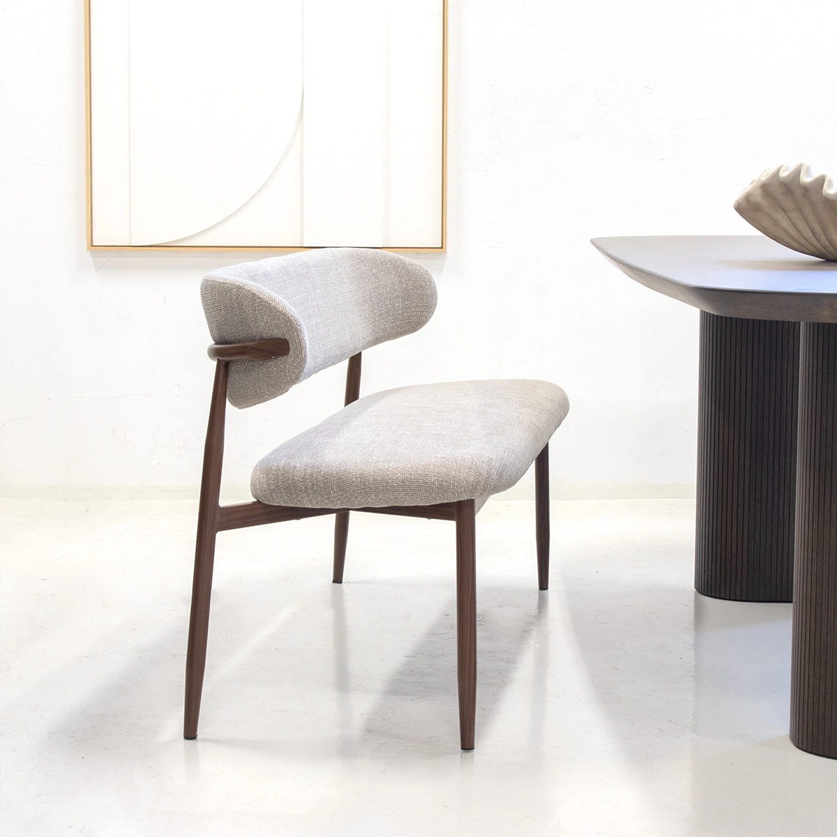 Esszimmerbank Küchenbank NOVA 160 cm Gestell wallnuss Bezug taupe