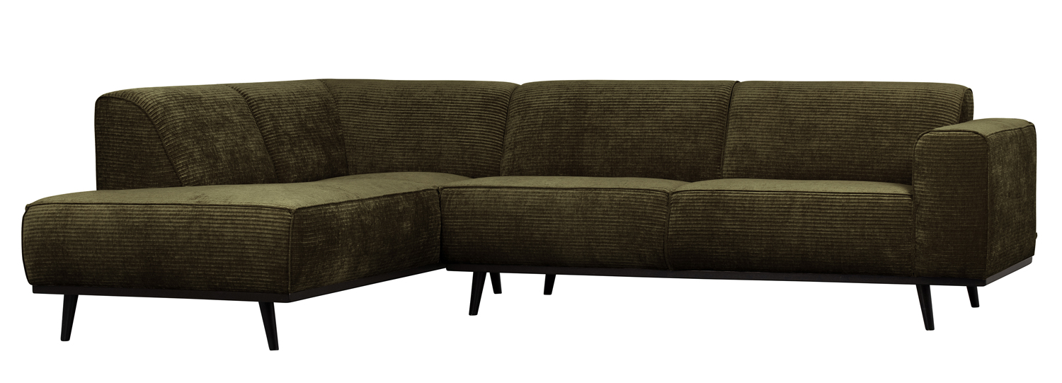 Ecksofa Statement Rib Cord warmgrün links