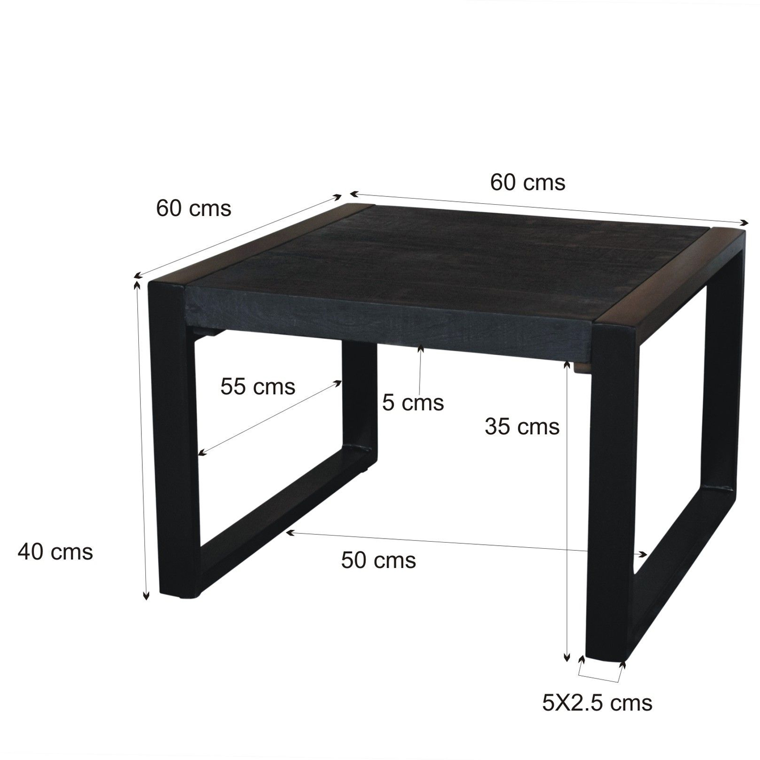 Beistelltisch Couchtisch Norris 60 x 60 cm Mango Holz Metall