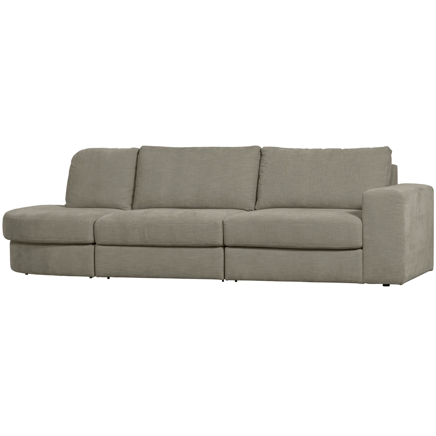 2,5 Sitzer Sofa FAMILY Webstoff warmes grau mit Rundung links