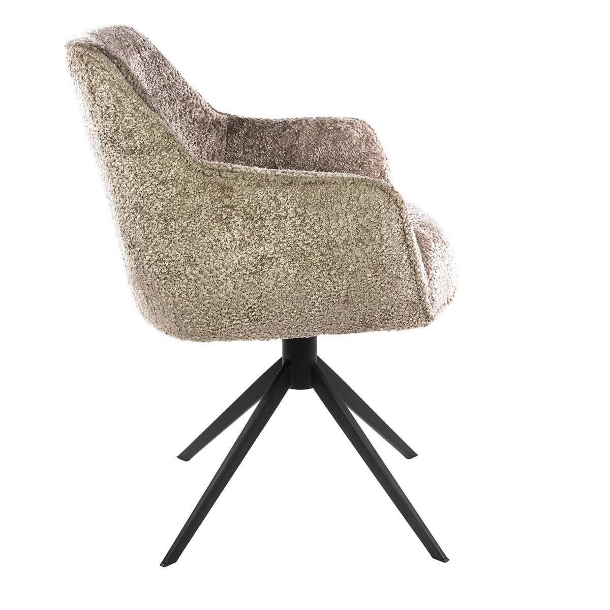 Esszimmerstuhl ARVIC mit Armlehne Stuhl drehbar Teddystoff sand