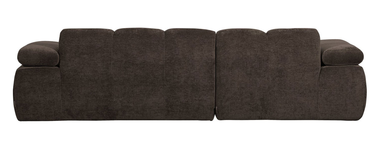 woood Chaiselongue Sofa MOJO links gerippter Stoff braun