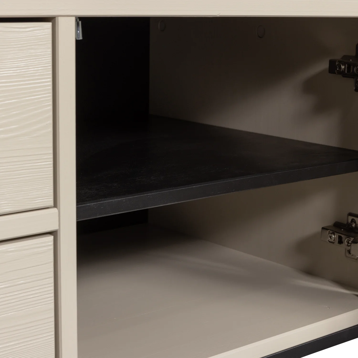 TV Möbel Lowboard SILAS 150 cm Kiefernholz staubgrau Metall