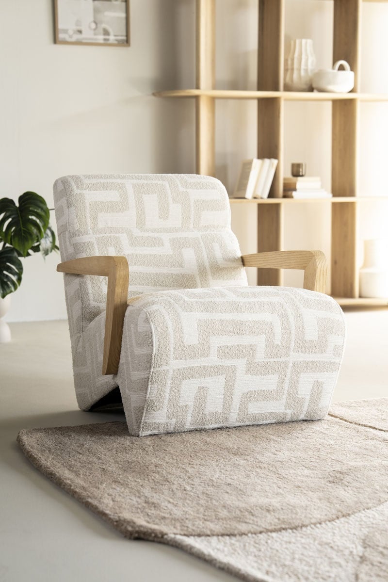 Sessel Olek Eschenholz Stoff beige Libre Relaxsessel Fernsehsessel